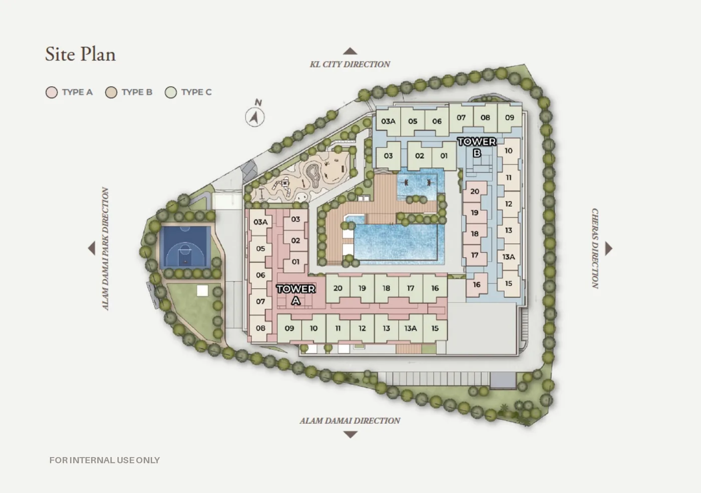 D'Parc site plan, Tower A and Tower B